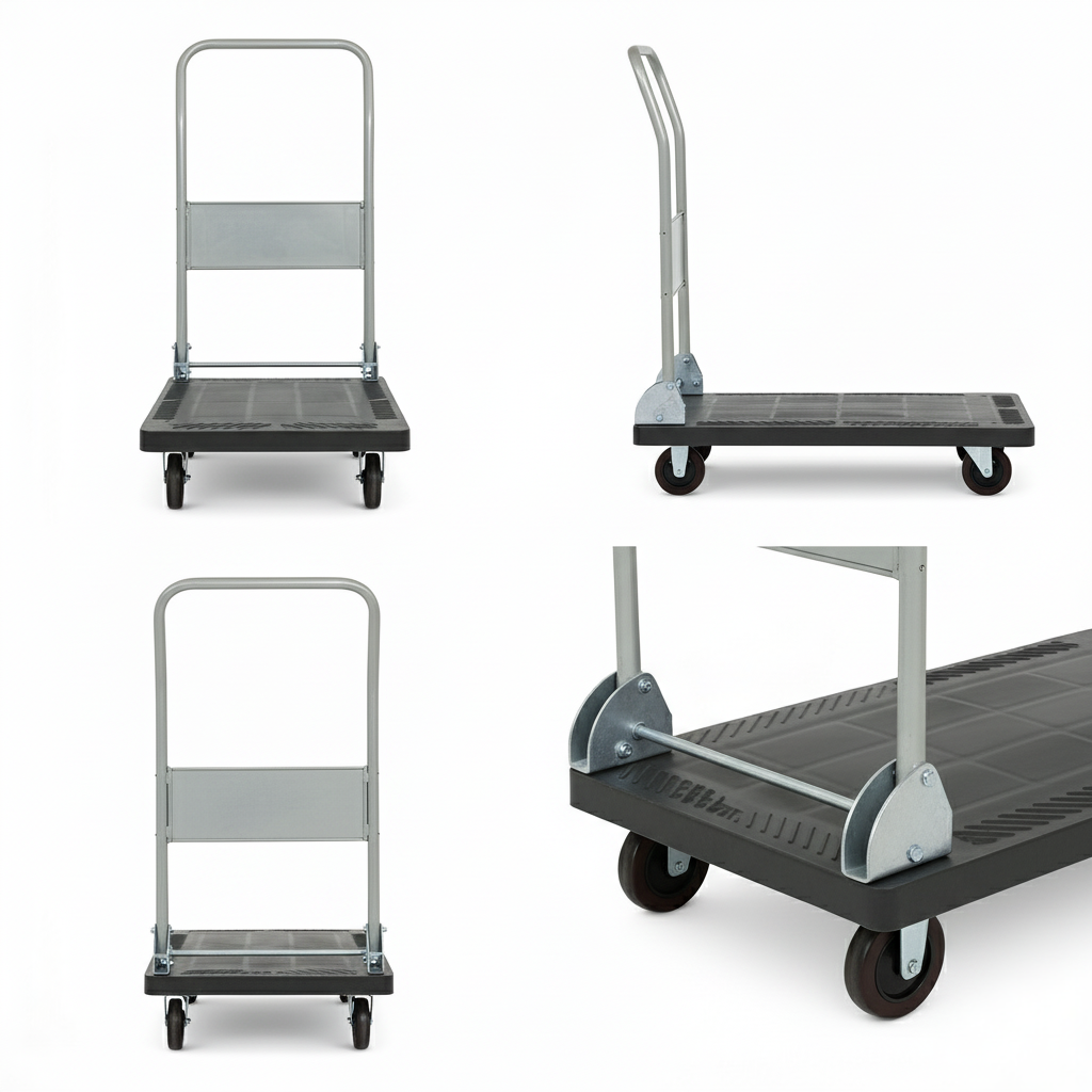 Close-up detail of reinforced folding mechanism on Wholesale-Exclusive 100kg Folding Platform Cart - PH152