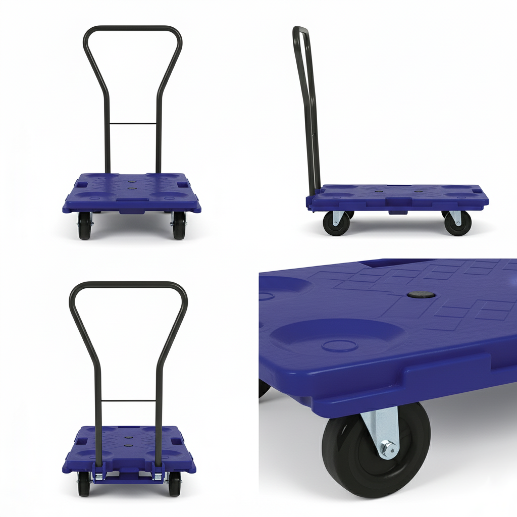 Close-up detail of reinforced Polypropylene on Impact-Resistant 100kg Plastic Platform Cart - PH032