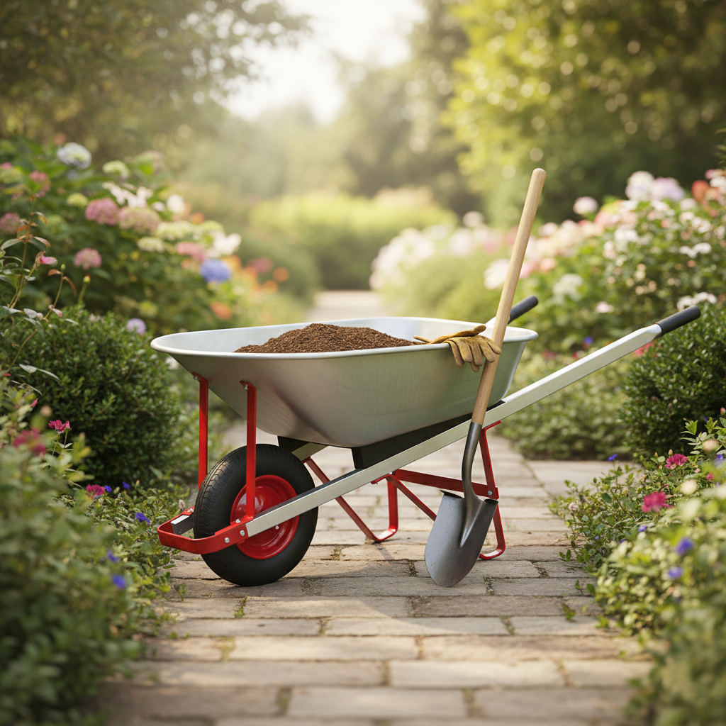 100L Galvanized Wheelbarrow being used for Concrete & Cement