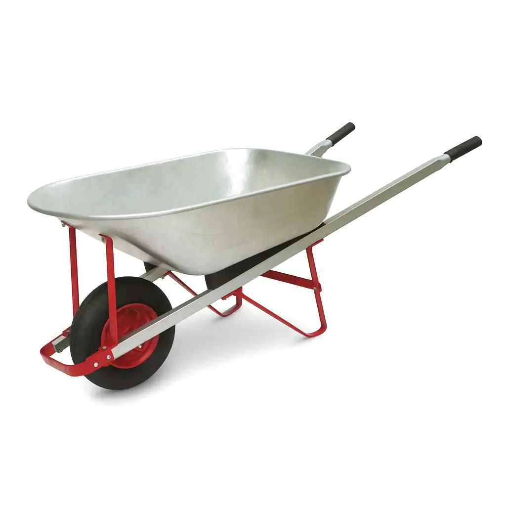 100L Galvanized Wheelbarrow professional front view - Industrial-Grade 100L Galvanized Wheelbarrow - WB8613