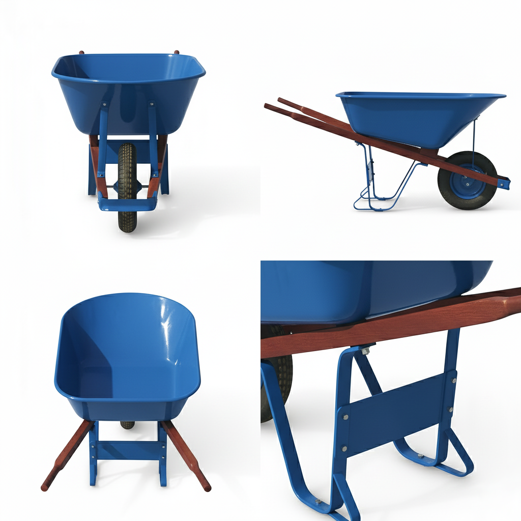 Close-up detail of reinforced Galvanized Steel on Industrial-Grade 100L Galvanized Wheelbarrow WH7808