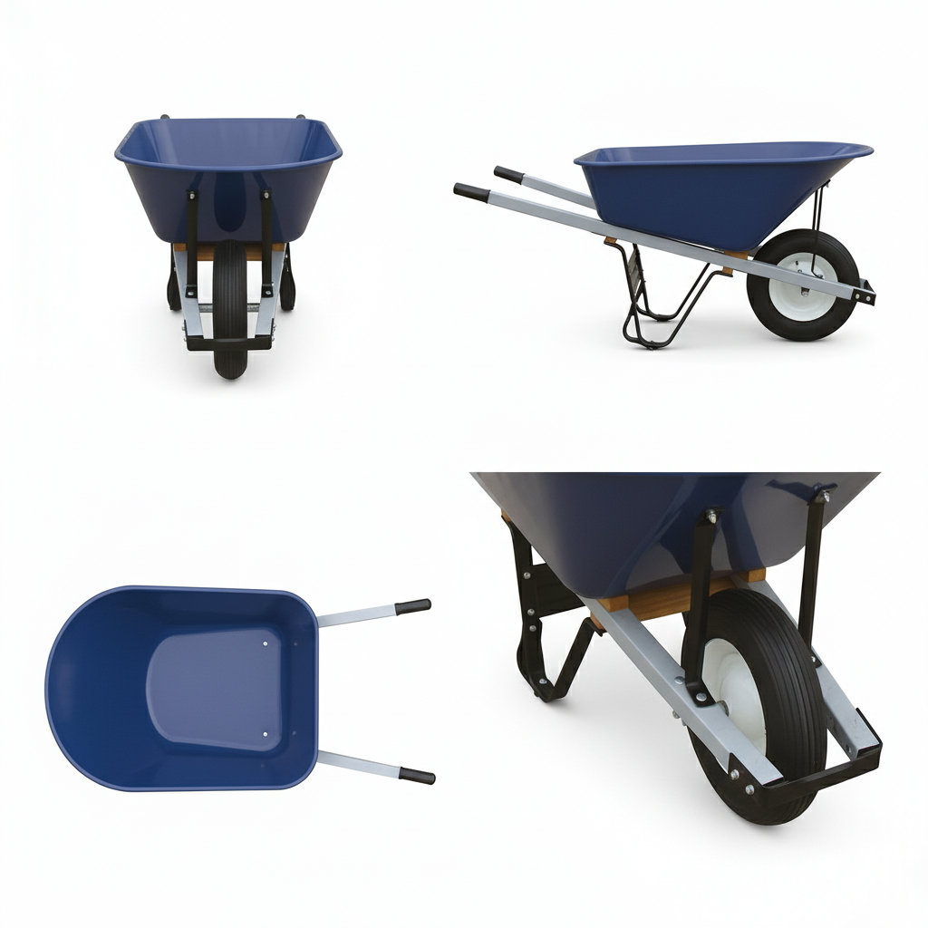 Close-up detail of reinforced Steel on Industrial-Grade 100L Steel Wheelbarrow WB6608 - WB6608H