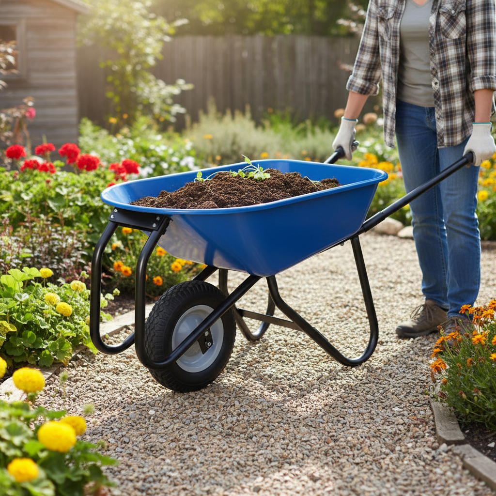 100L Steel Wheelbarrow being used for Concrete & Cement