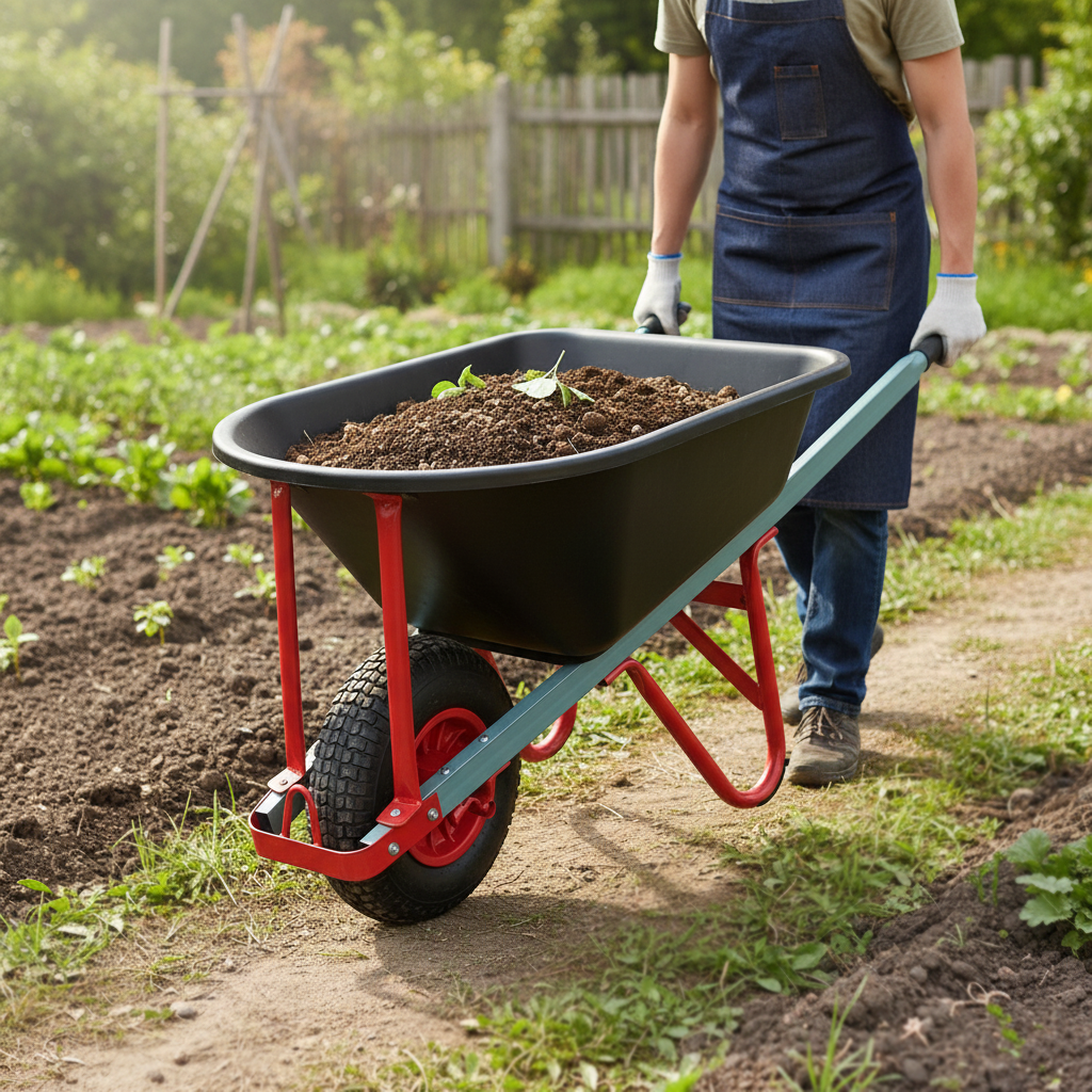 100L Steel Wheelbarrow WB8606 being used for Concrete & Cement