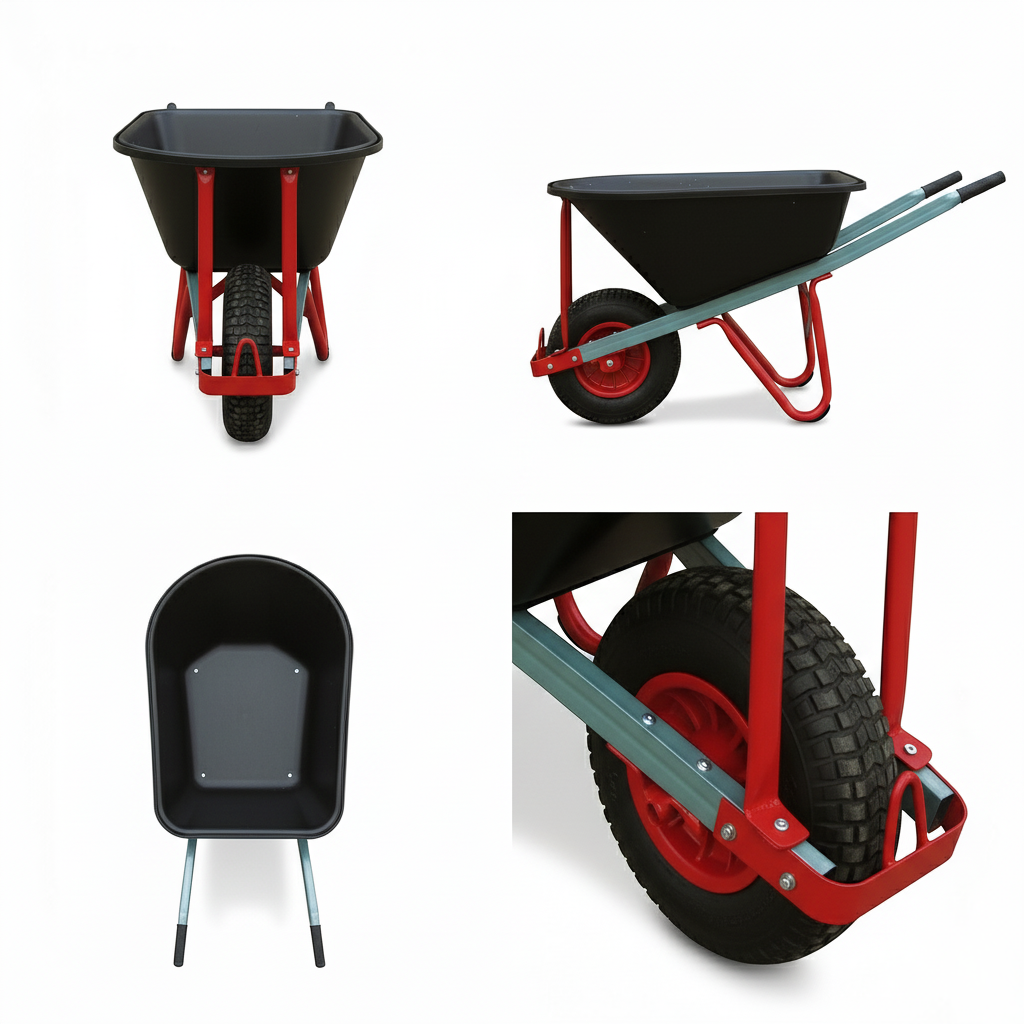 Close-up detail of reinforced Steel on Heavy-Duty 100L Steel Wheelbarrow WB8606 - WB8603S
