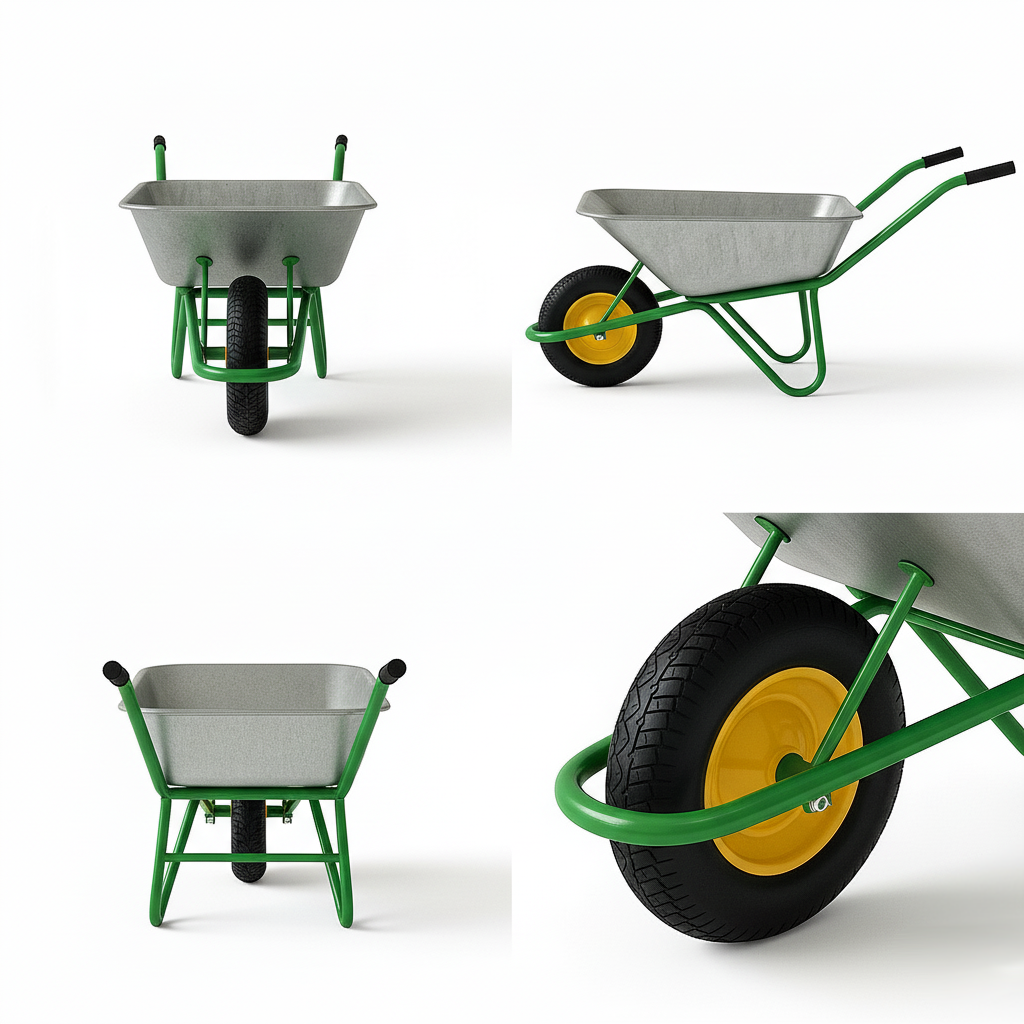 Close-up detail of reinforced Steel on Industrial-Grade 160kg Steel Wheelbarrow WB6431