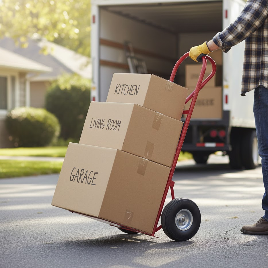 200kg Steel Hand Truck HT1812 being used for Parcel Delivery