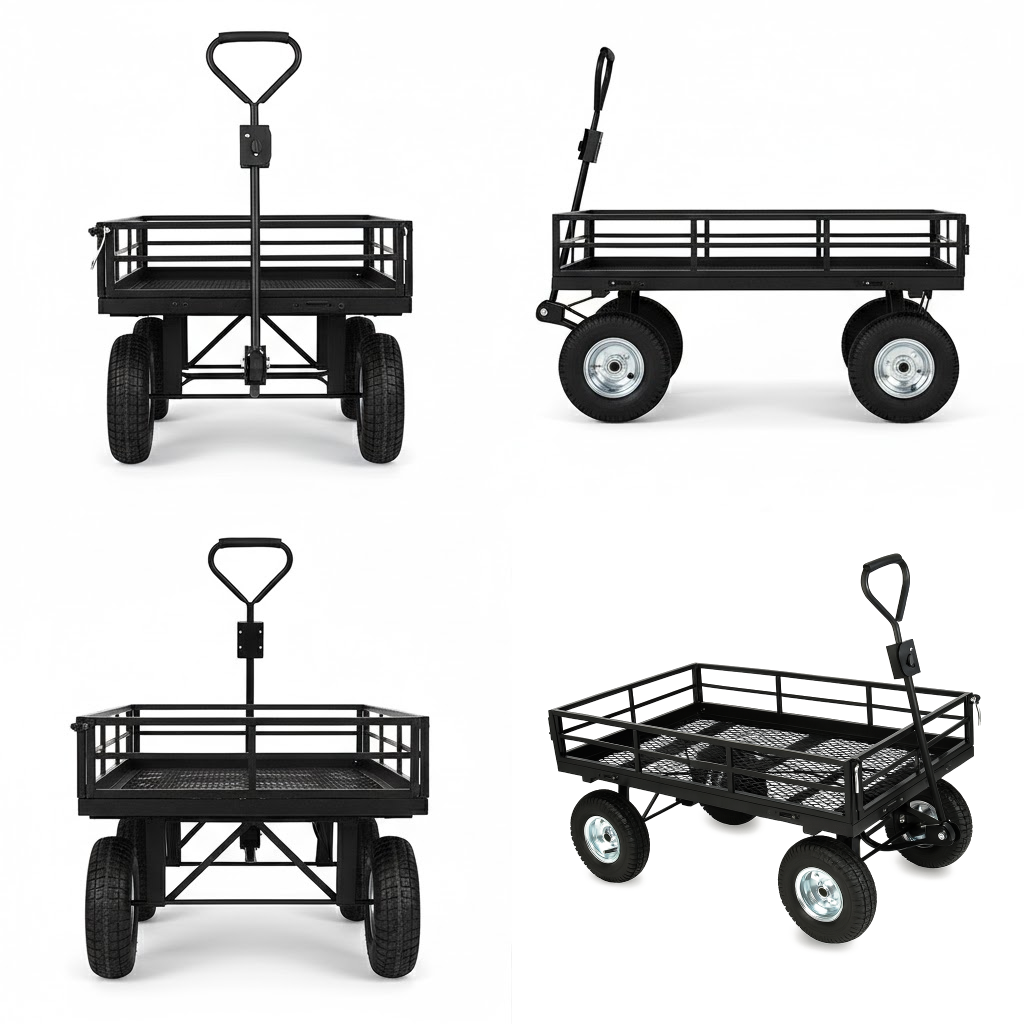 Close-up detail of reinforced Steel on Industrial-Grade 500kg Steel Garden Cart - TC1859