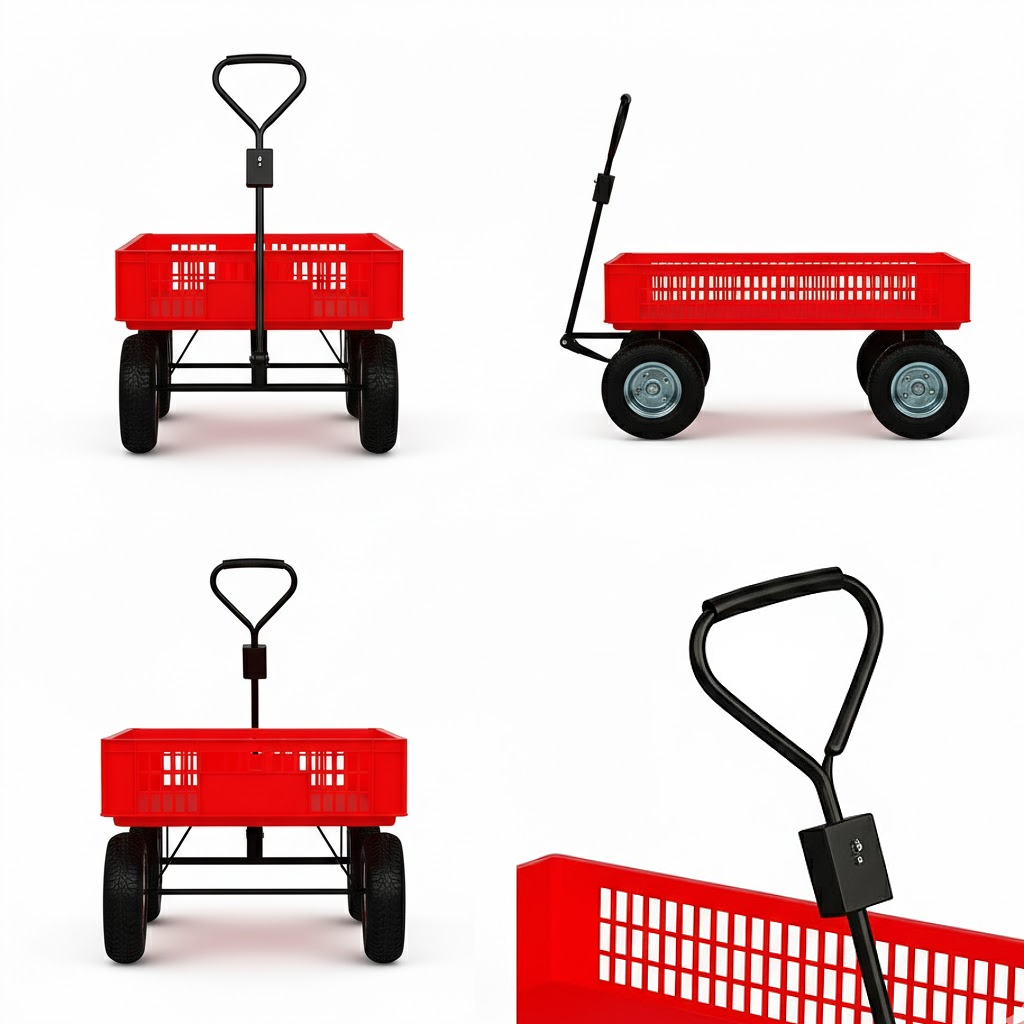 Close-up detail of reinforced Powder Coated Steel Mesh on Industrial-Grade Heavy Duty Steel Wagon - TC1858