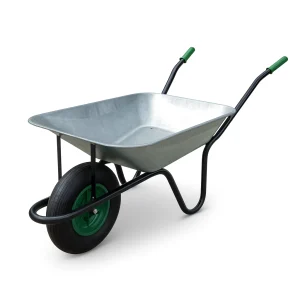 55L Galvanized Wheelbarrow professional front view - Reinforced 55L Galvanized Wheelbarrow - WB6424