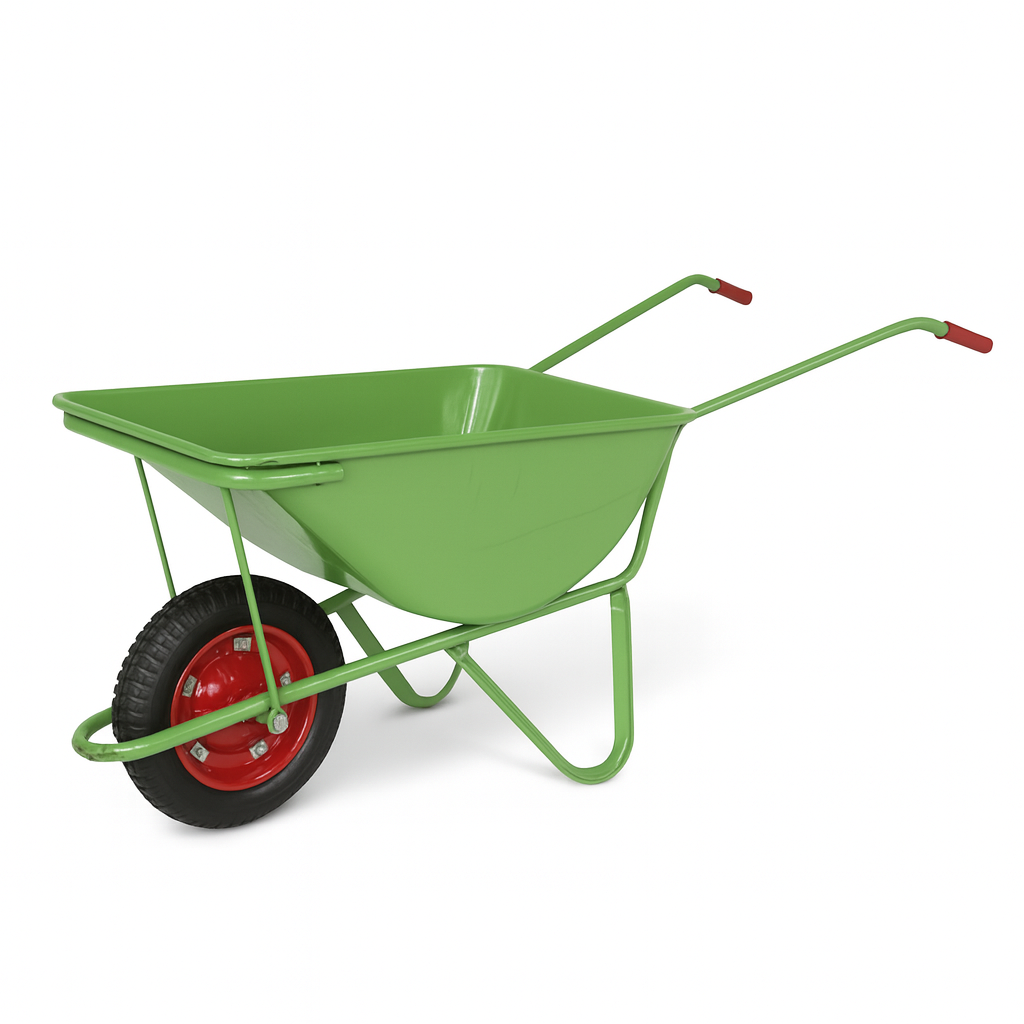 60L Galvanized Wheelbarrow professional front view - Reinforced 60L Galvanized Wheelbarrow - WB2202