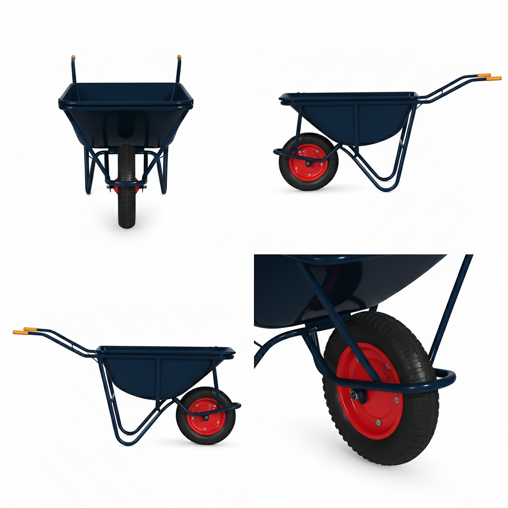 Close-up detail of reinforced Galvanized Steel on Reinforced 60L Galvanized Wheelbarrow WB2204