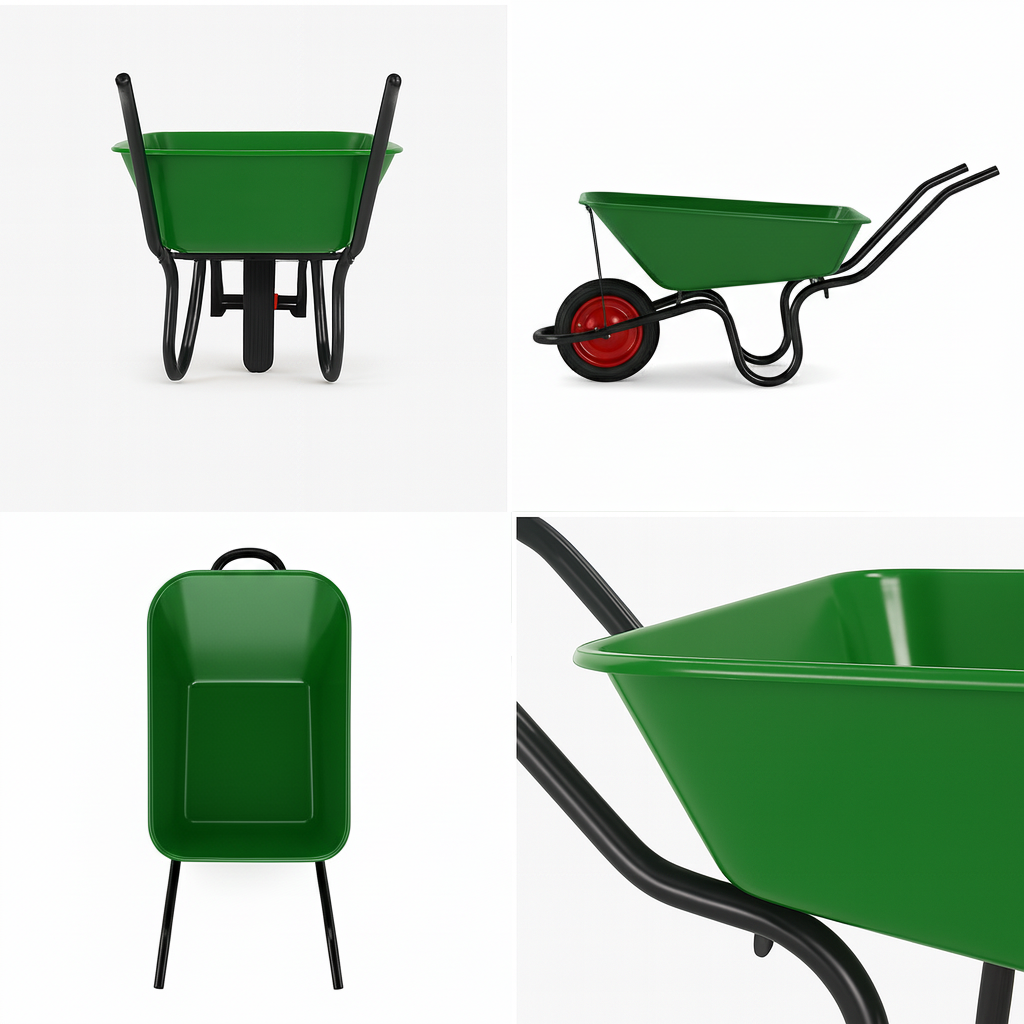 Close-up detail of reinforced steel tray on Industrial-Grade 60L Steel Wheelbarrow - WB3800