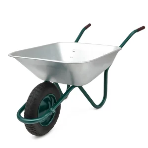 65L Galvanized Wheelbarrow WB6204 professional front view - Construction-Ready 65L Galvanized Wheelbarrow WB6204 - WB6204
