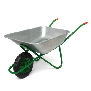 65L Steel Wheelbarrow professional front view - Heavy-Duty 65L Steel Wheelbarrow - WB6422