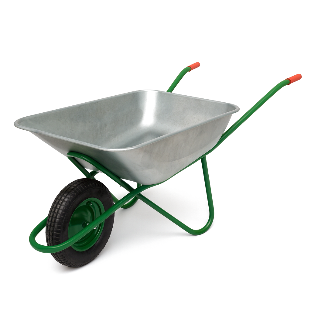 65L Steel Wheelbarrow professional front view - Heavy-Duty 65L Steel Wheelbarrow - WB6422