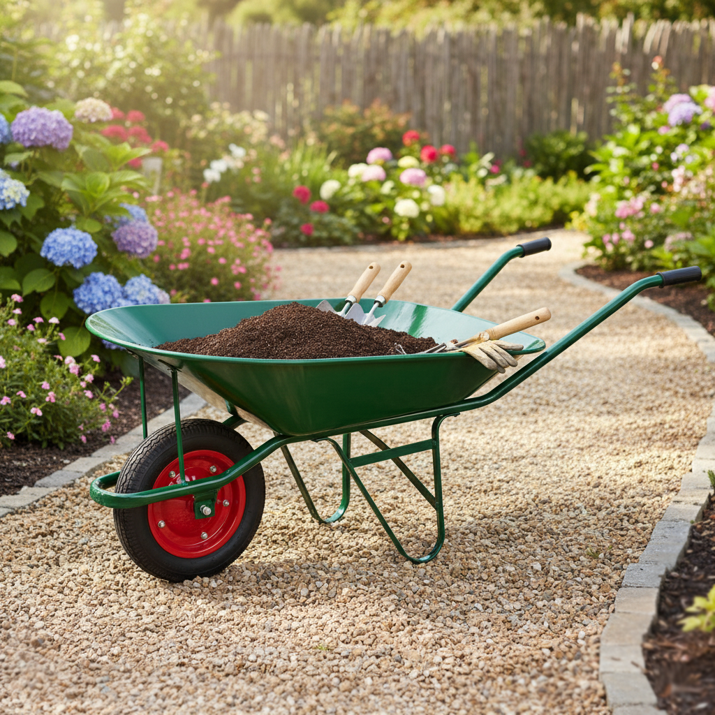 70L Galvanized Wheelbarrow being used for Concrete & Cement transport