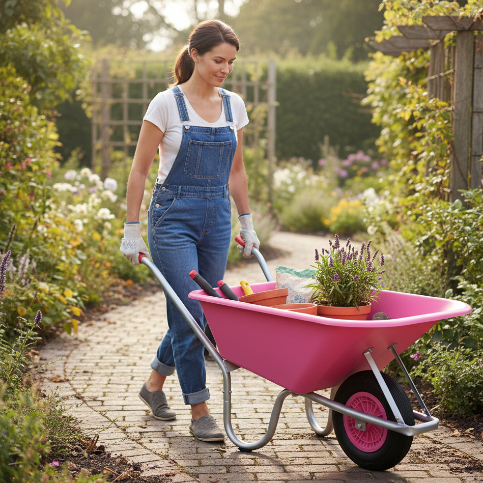 75L Steel Wheelbarrow WB6414-1 being used for Construction Concrete & Cement