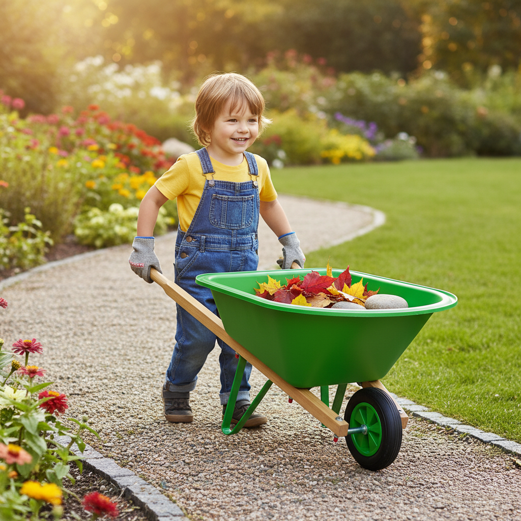 Metal Kids Wheelbarrow WH0202 being used for Nursery & Greenhouse